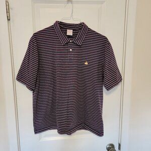 Brooks Brothers 346 Polo Shirt, Striped, Short Sleeves, Gold Logo, Used, Large